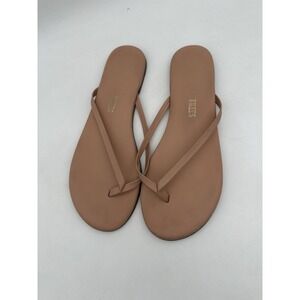 TKEES Foundations Matte Flip Flops Au Naturale Brown Leather Summer Beach US 8